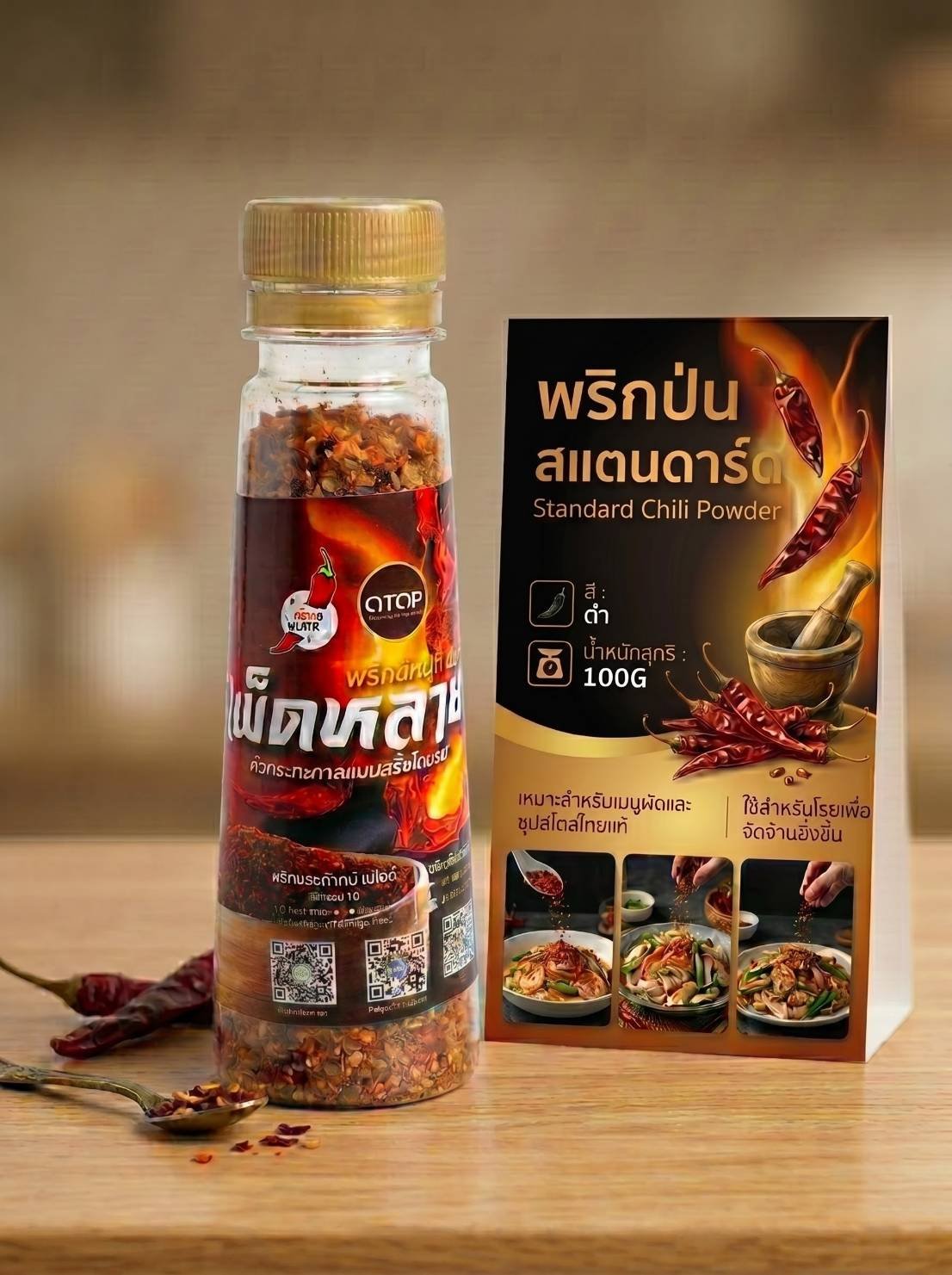 พริกป่นเผ็ดมาตรฐาน ดำ (22x) 100g