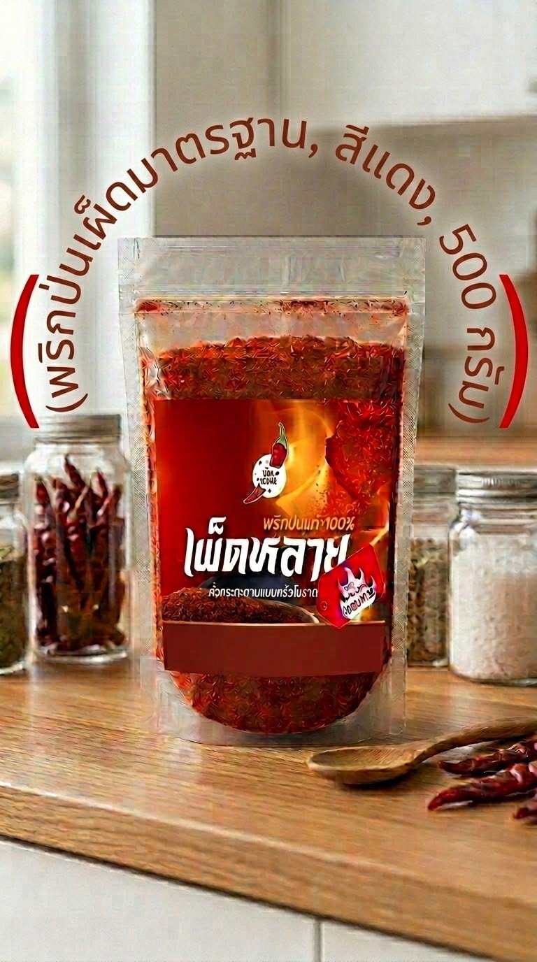 พริกป่นเผ็ดมาตรฐาน แดง (21x) 500g